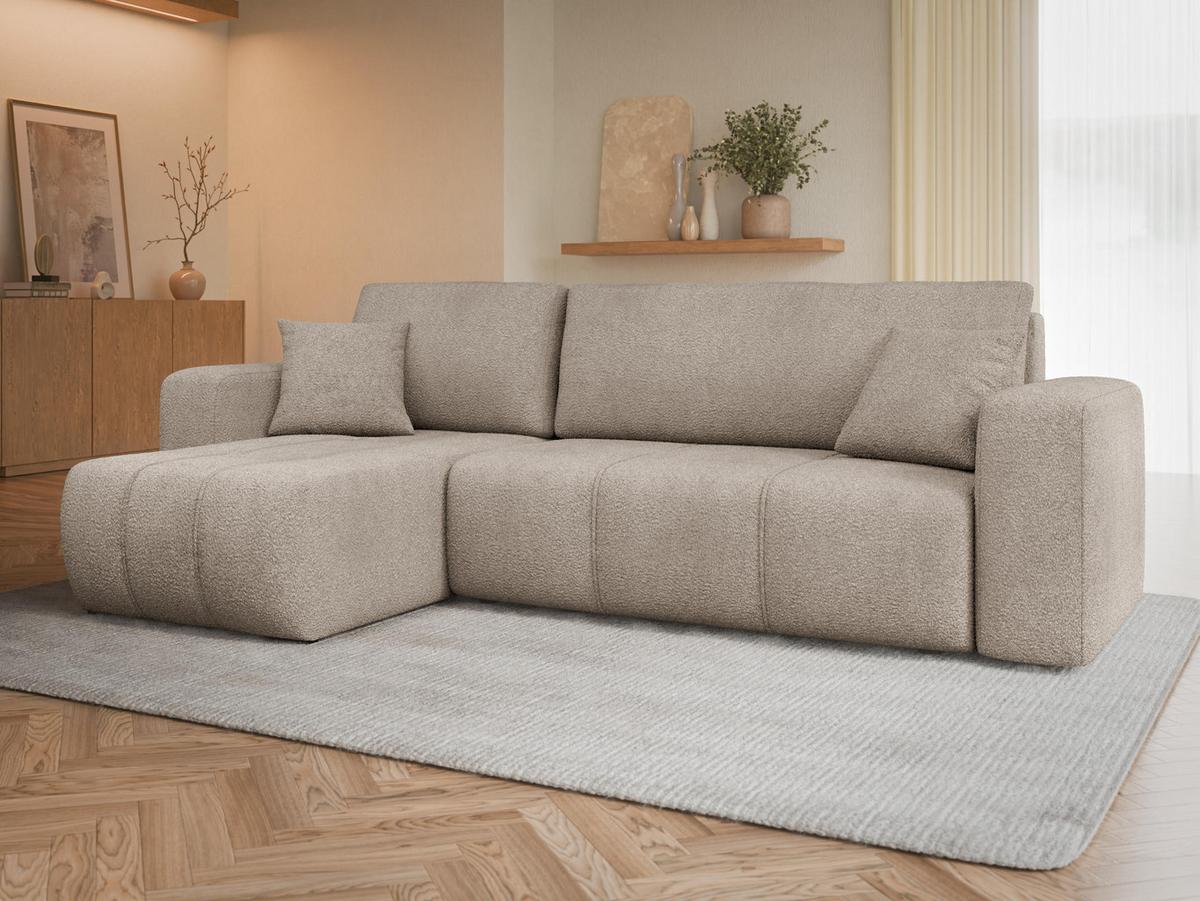ECKSOFA Furyn Boucle - Schwarz/Braun, Holzwerkstoff/Kunststoff (244/145cm) - MIRJAN24