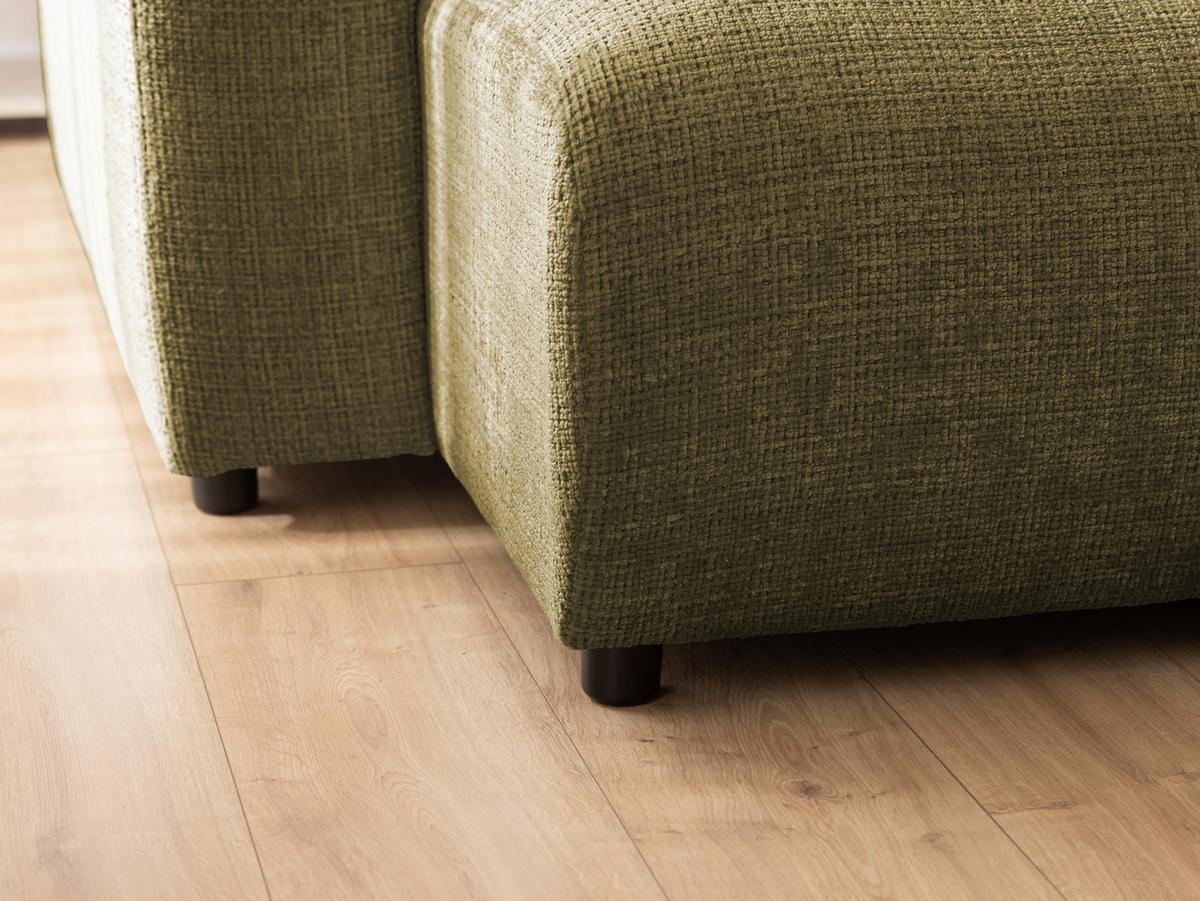 WOHNLANDSCHAFT Calma mit Schlaffunktion und Bettkasten im Bumpy-Design aus weichem Grün Chenille-Stoff - Schwarz/Grün, Holz/Kunststoff (336/88/140cm) - S-Style