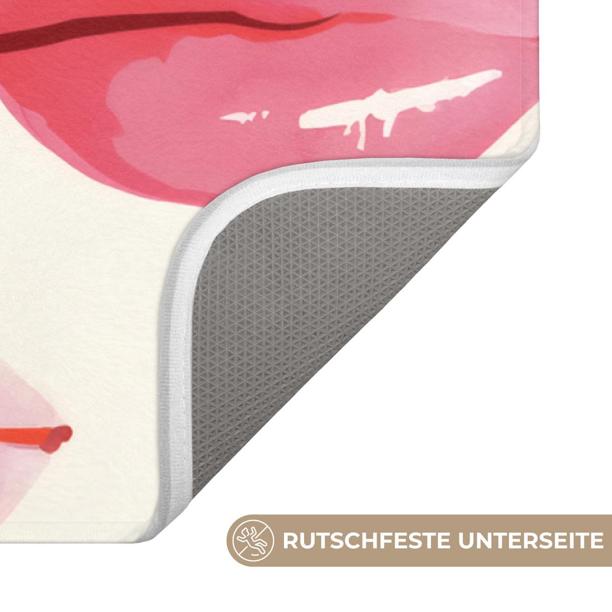 WC-VORLEGER Lippen - Bunt - Glänzend WC Teppich 50x80 cm - Rosa, Textil (50/1cm) - OnlyWow