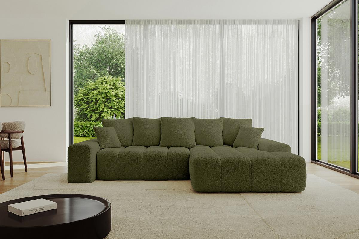 ECKSOFA Ottomane Rechts ENSI-L - 267x164x69 cm Olivgrün - Olivgrün, Holzwerkstoff/Kunststoff (164/267cm) - ALTDECOR