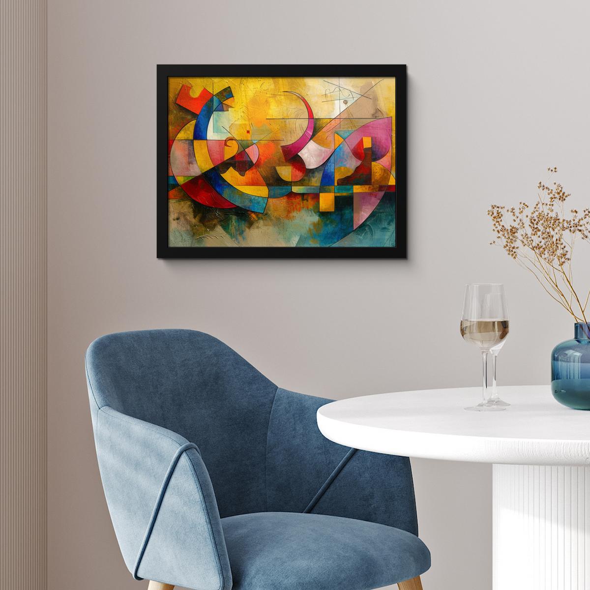 POSTER MIT RAHMENGERAHMTES BILD Kunst - Abstrakt - Modern 40x30 cm - Gelb, Papier (40/30cm) - MuchoWow