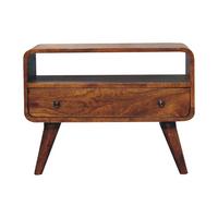 MEDIENUNIT Mini mit gebogener Form, Braun - Messingfarben/Braun, Mangoholz/Holz (60/45/30cm) - Artisan Furniture