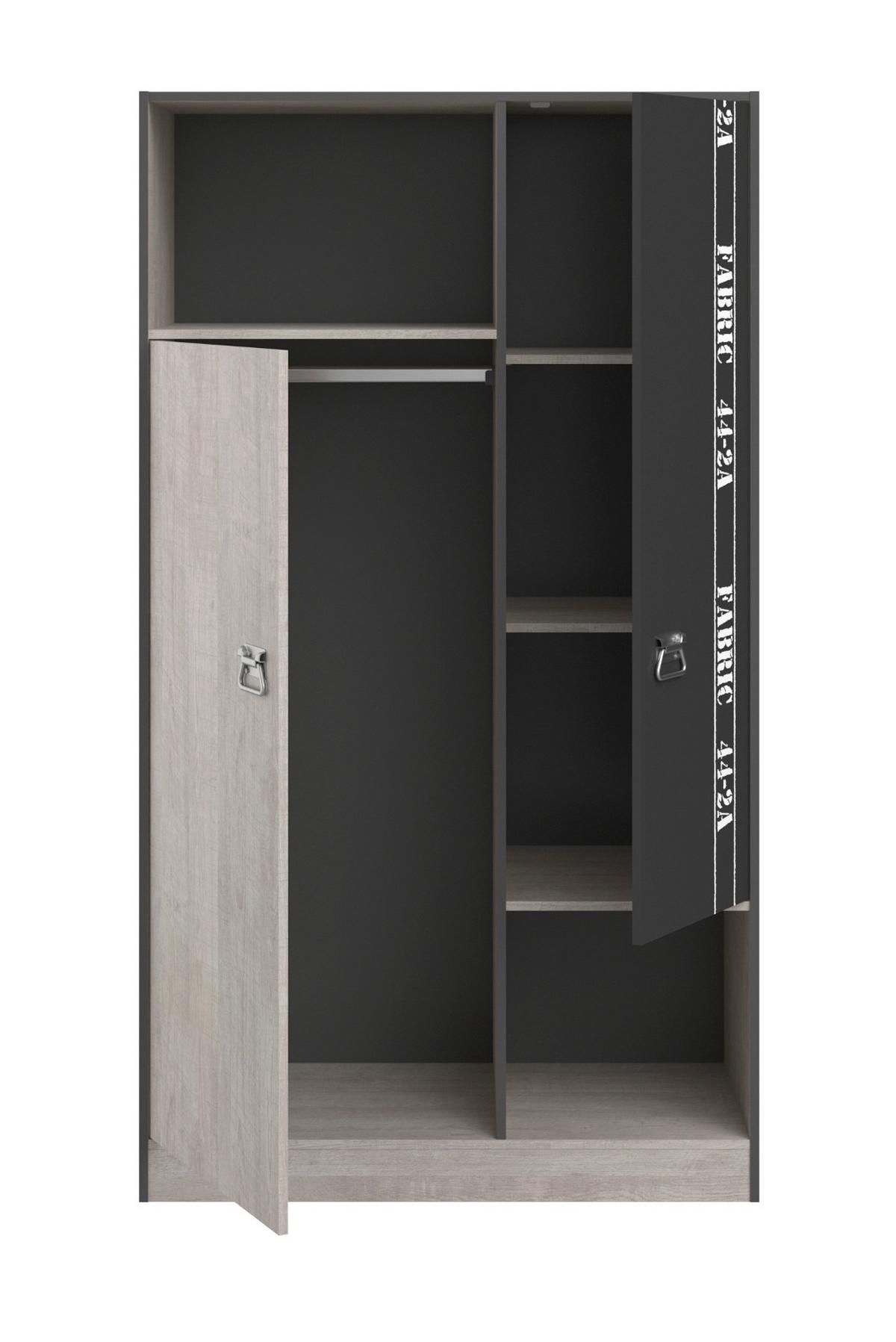 KINDERZIMMER Set 3-tlg Bett 90 x 200 Kleiderschrank Nachttisch - Chromfarben/Eschefarben, Holz/Holzwerkstoff (207/182/99cm) - Parisot Meuble