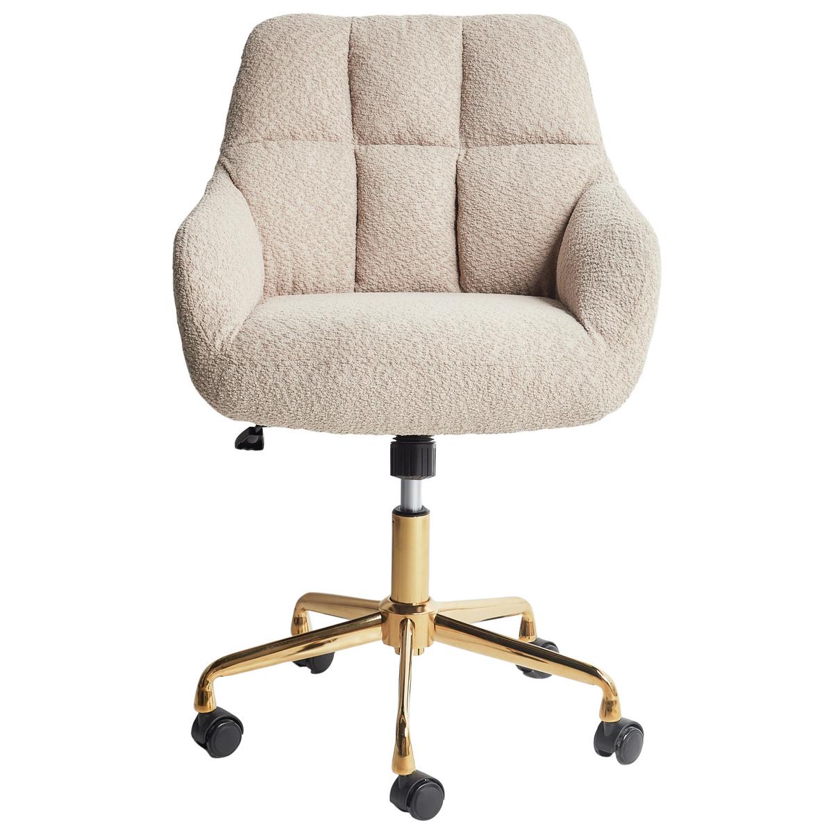 SCHREIBTISCHSTUHL Beige Palmdale - Beige/Goldfarben, Textil (58/87/61cm) - Beliani