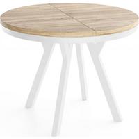 ESSTISCH Vero Neo rund ausziehbar verlängerbar, Eiche Sonoma Hellbraun 80-130/80/77 cm - Weiß/Sonoma Eiche, Holz/Holzwerkstoff (80/130/77cm) - WFL GROUP