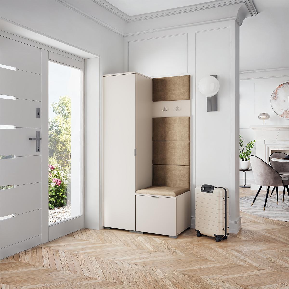 GARDEROBENSCHRANK LORI 95/181/51 cm Modern Garderobe-Set Kaschmir - Kaschmir/Mokka, Holzwerkstoff (95/181/51cm) - MASSENO