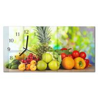 WANDUHR aus Glas 60x30 cm - Obst und Gemüse - Grün, Glas (60/30/0.4cm) - TULUP