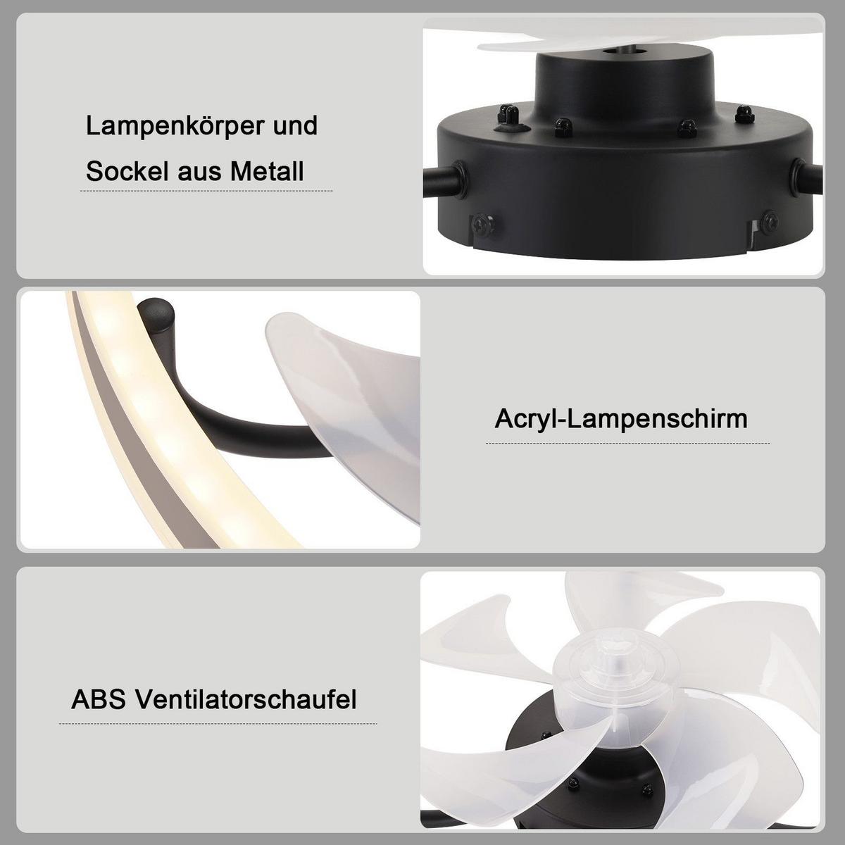 DECKENVENTILATOR Essenz II 40/40/16cm - Schwarz, Kunststoff (40/40/16cm) - Nettlife