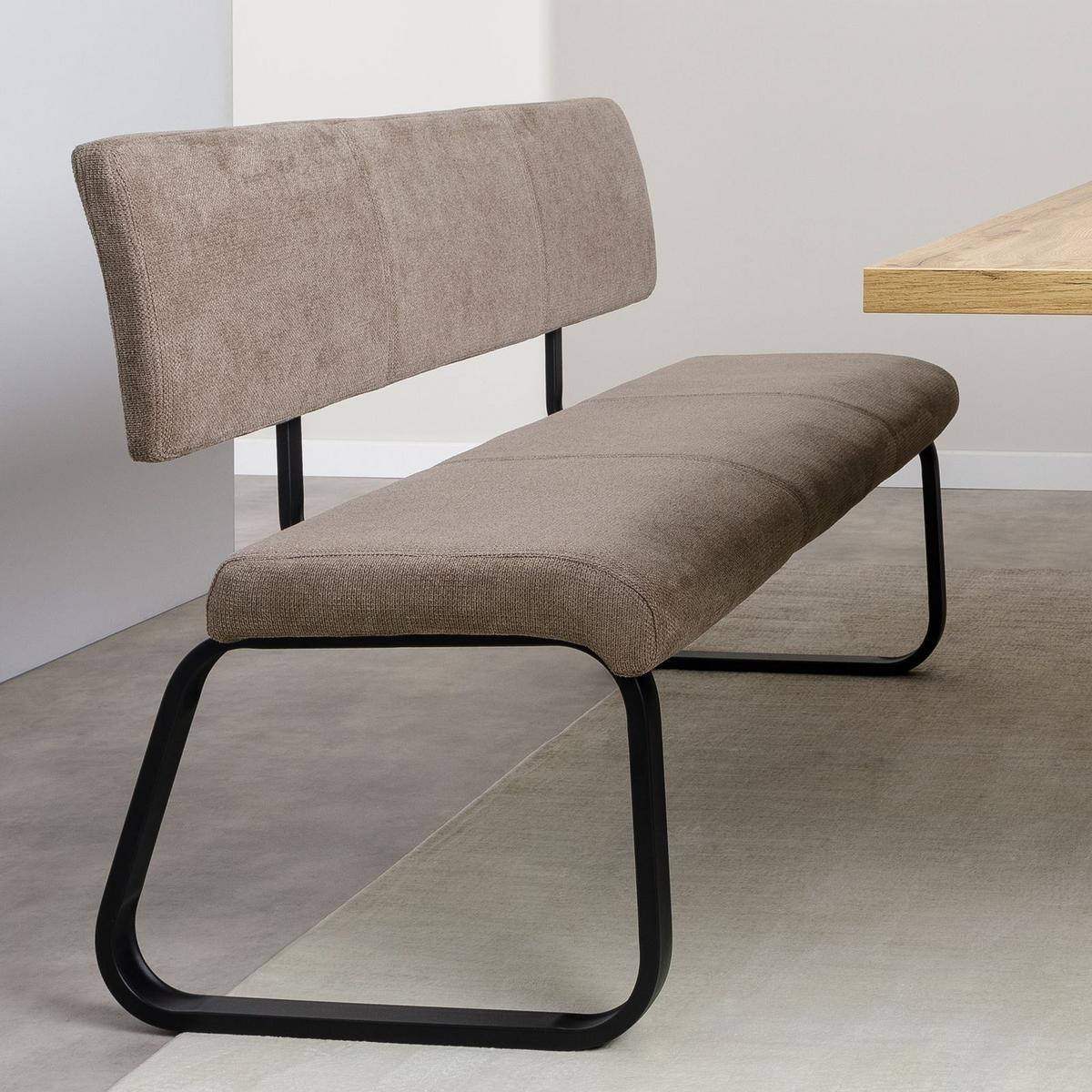 ESSZIMMERBANK VILAS hellbraun - Hellbraun, Textil/Metall (135/87/56cm) - IDIMEX