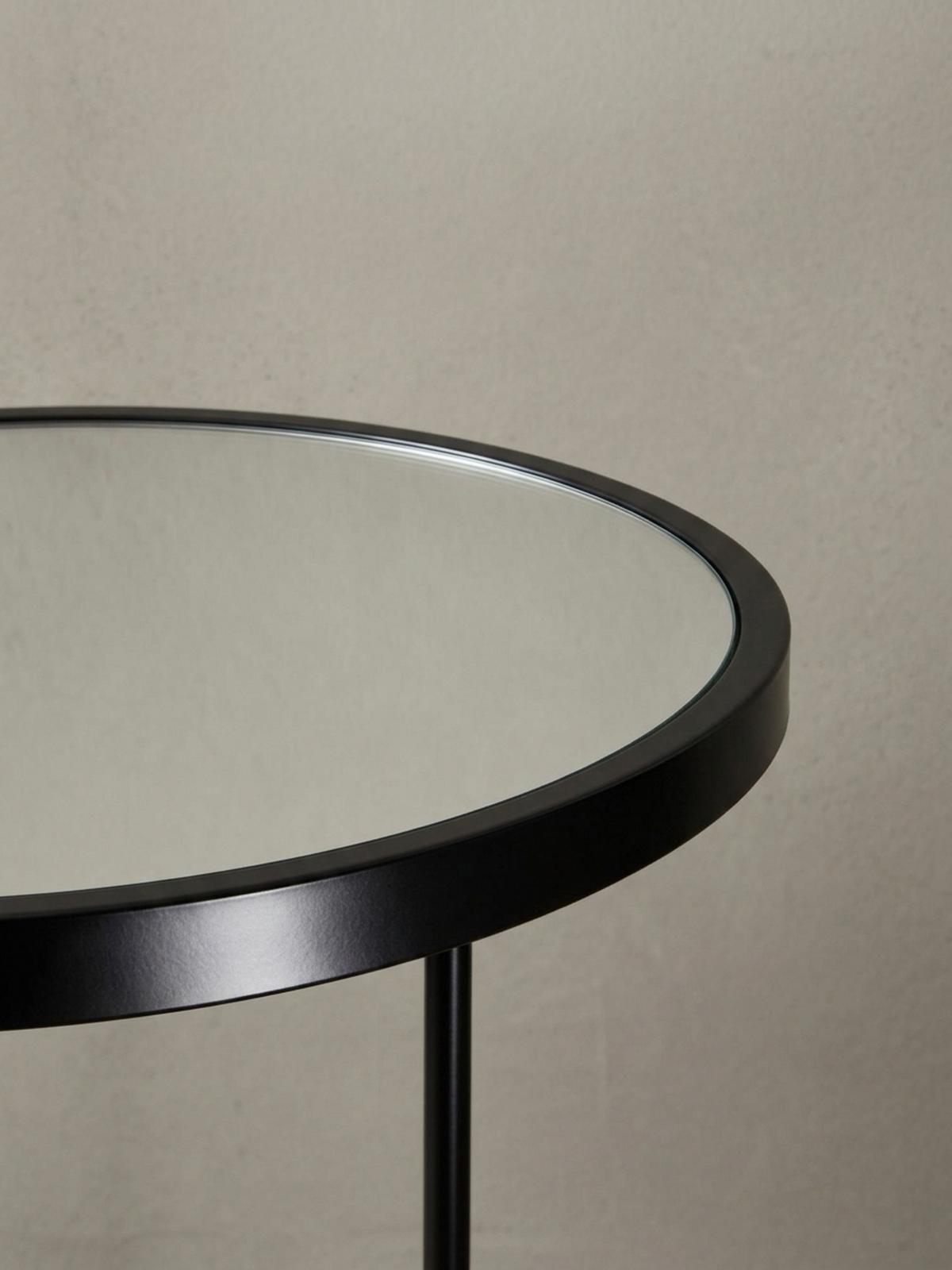 BEISTELLTISCH Set – rund, Spiegelglas schwarz, 2-teilig, Ø50x42 cm - Schwarz, Glas/Metall (50/50/50cm) - KADIMA DESIGN