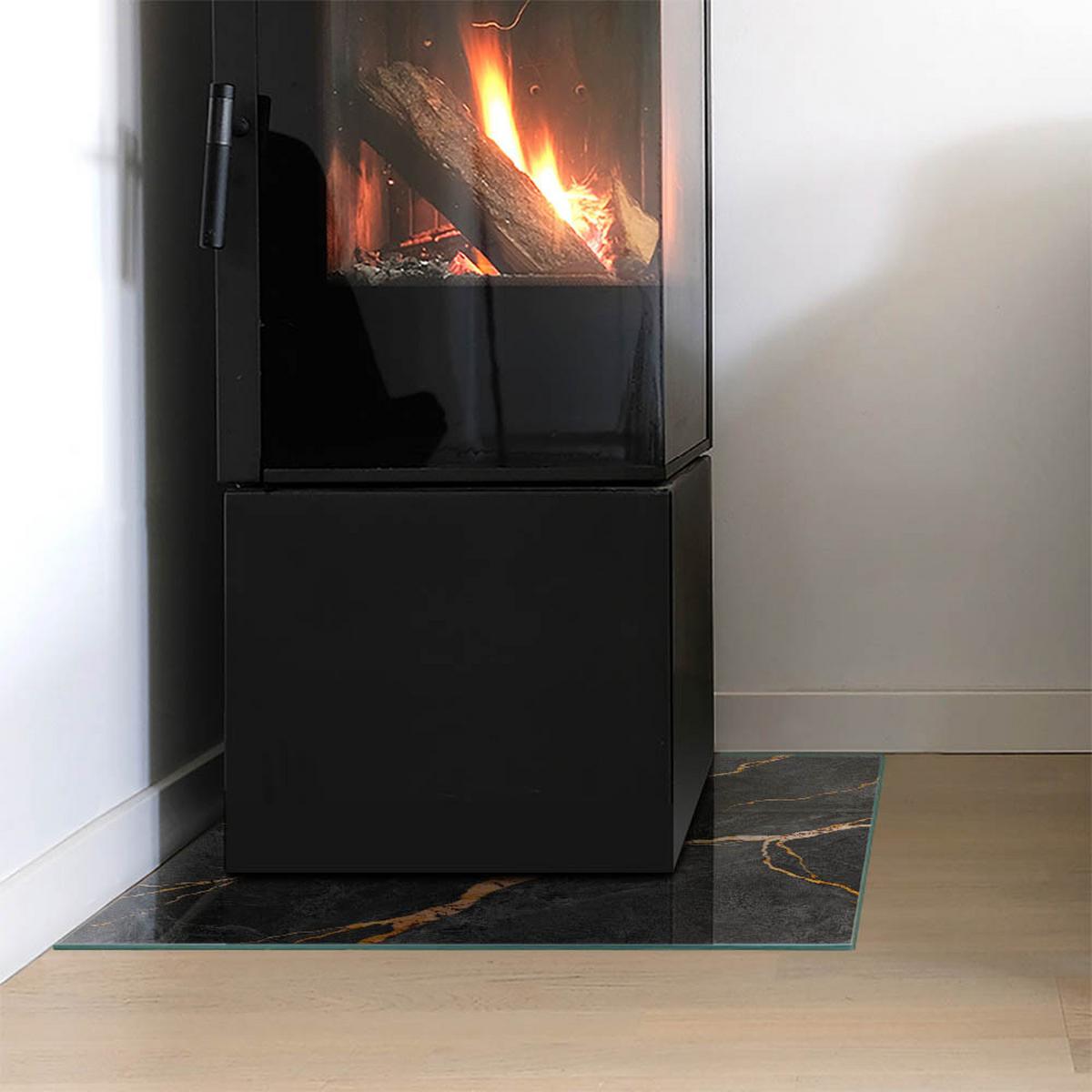 GLASPLATTE für Kamin 50x50 cm - Schwarz, Glas (50/50/0.4cm) - TULUP