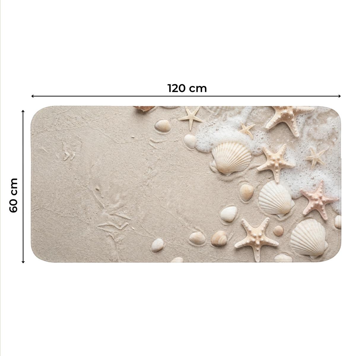 WC-VORLEGER Muscheln - Seesterne - Strand WC Teppich 120x60 cm - Sandfarben, Textil (120/1cm) - OnlyWow