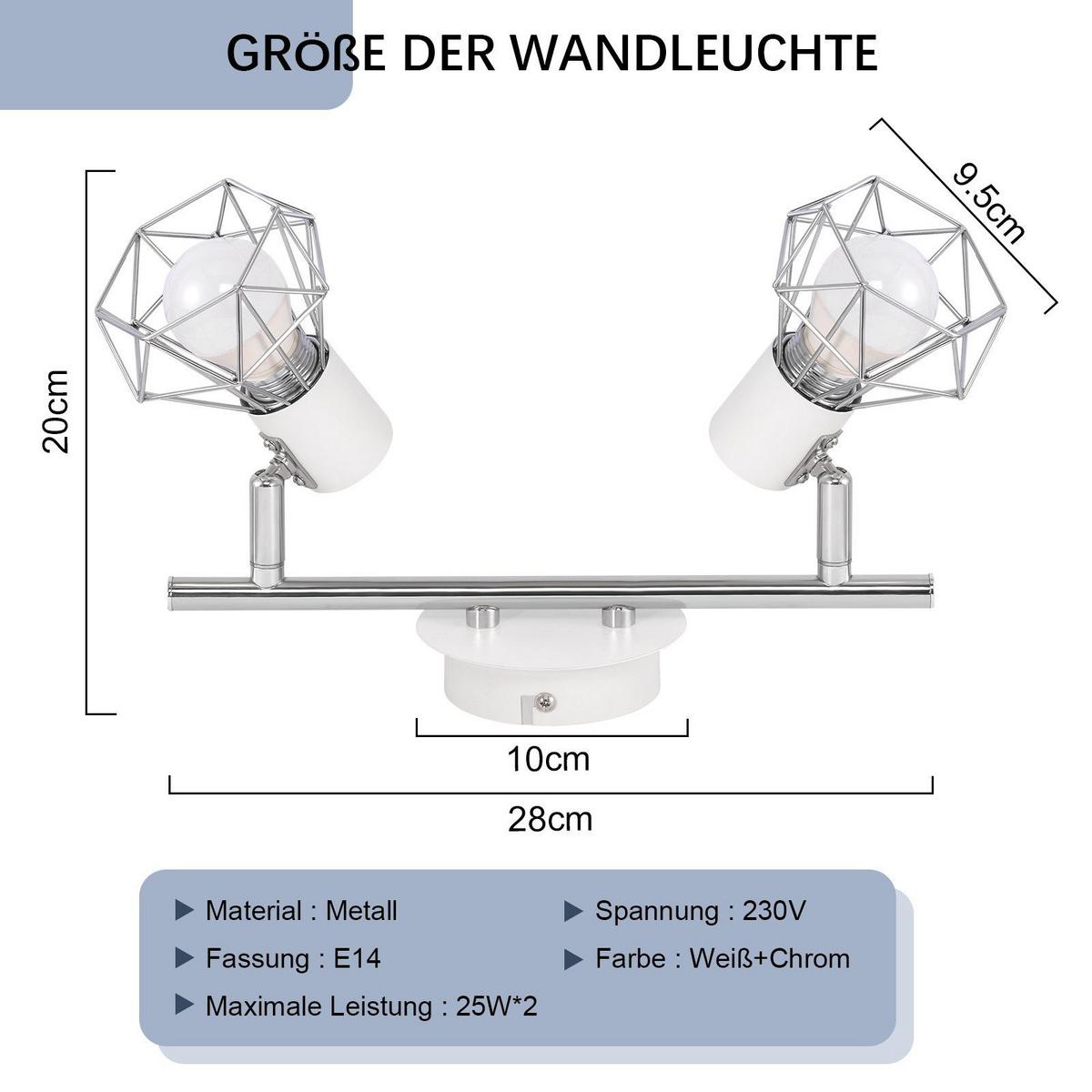 DECKENSTRAHLER Eisen 28/20/9.5cm - Weiß, Metall (28/20/9.5cm) - ZMH