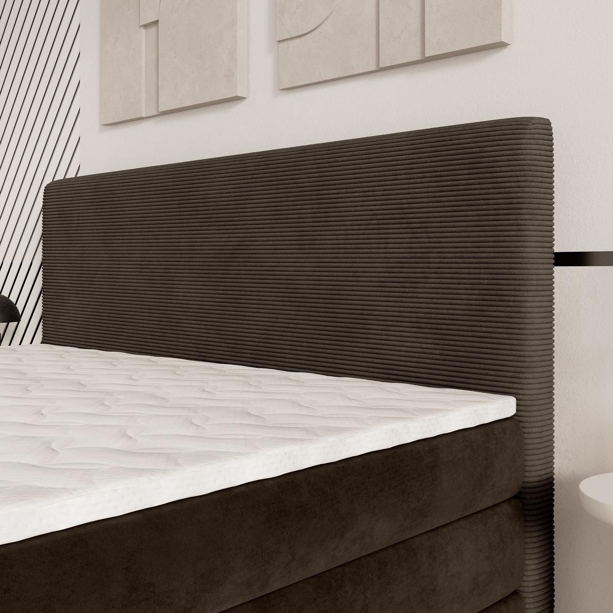 BOXSPRINGBETT MATERN 180x200 cm mit Matratze und Topper - Braun - Braun, Holz (180/200cm) - MASSENO