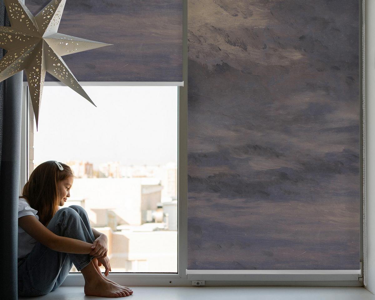 INNENROLLO - Fensterrollo - Rollo - 90x140 cm - Gemalter Himmel - Blau, Kunststoff (90/140/0.5cm) - TULUP
