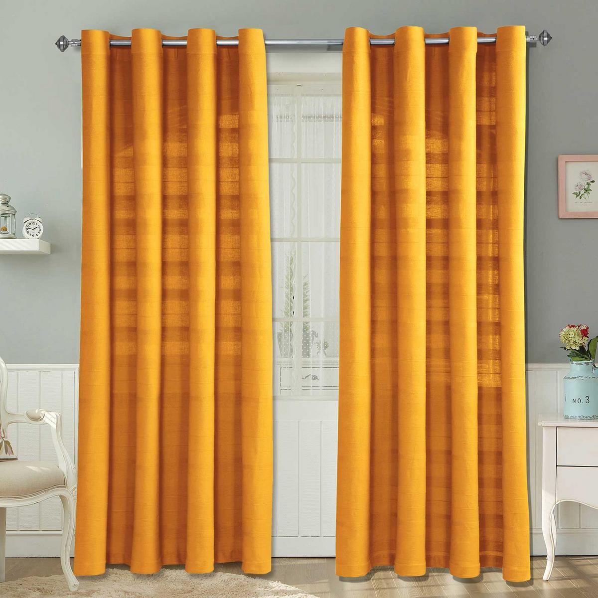 ÖSENVORHANG Rajput blickdicht 2er-Set, 167/228 cm - Currygelb, Textil (167/228cm) - Homescapes