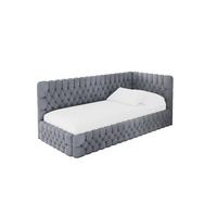 EINZELLBETT Jugendbett mit Bettkasten und Matratze H3/H4, Links - MULY 100x200 Grau - Grau, Holzwerkstoff/Textil (100/200cm) - ALTDECOR