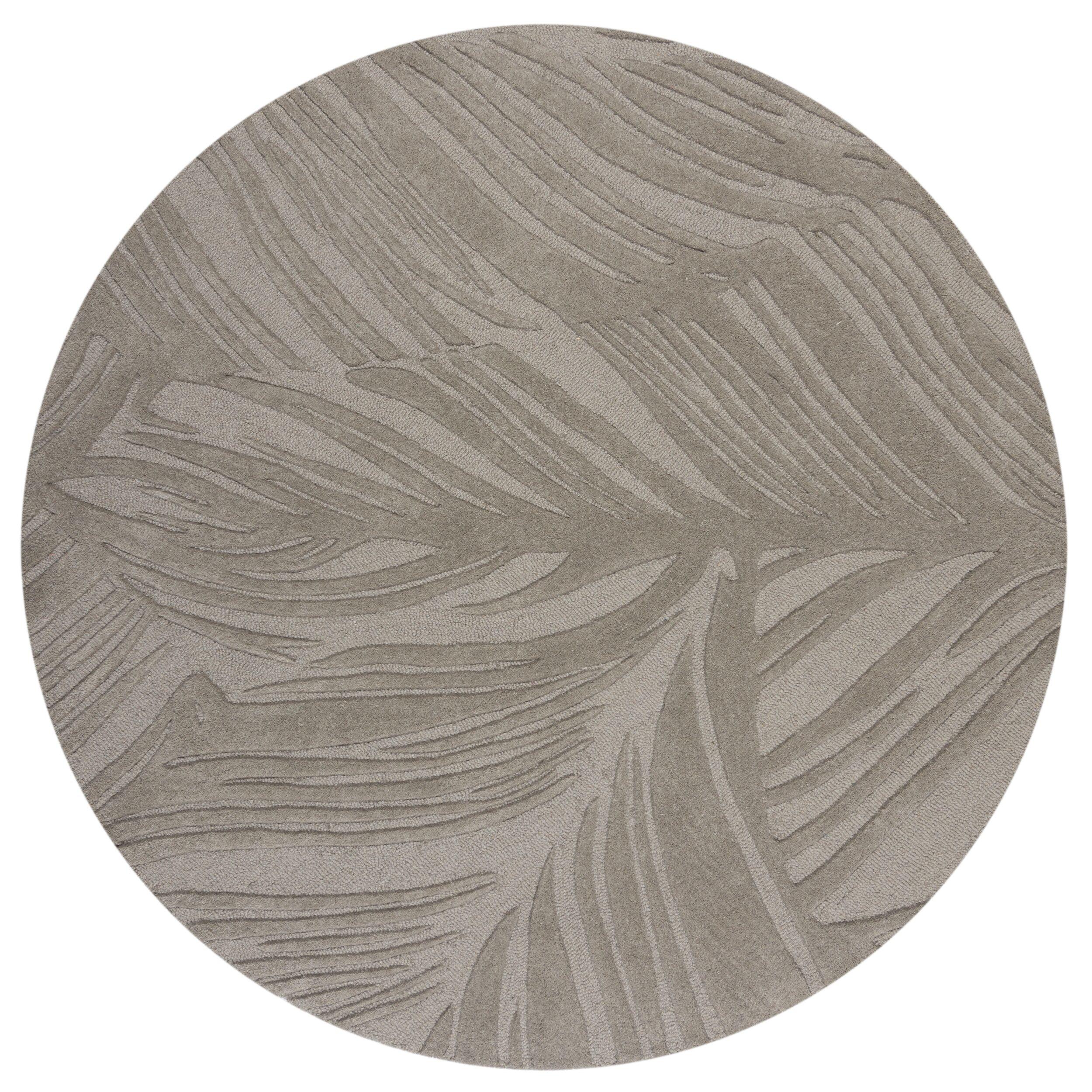 WOLLTEPPICH LEVEN, floral, Grau, Ø 160 cm - Grau, Textil (160/160cm) - KADIMA DESIGN