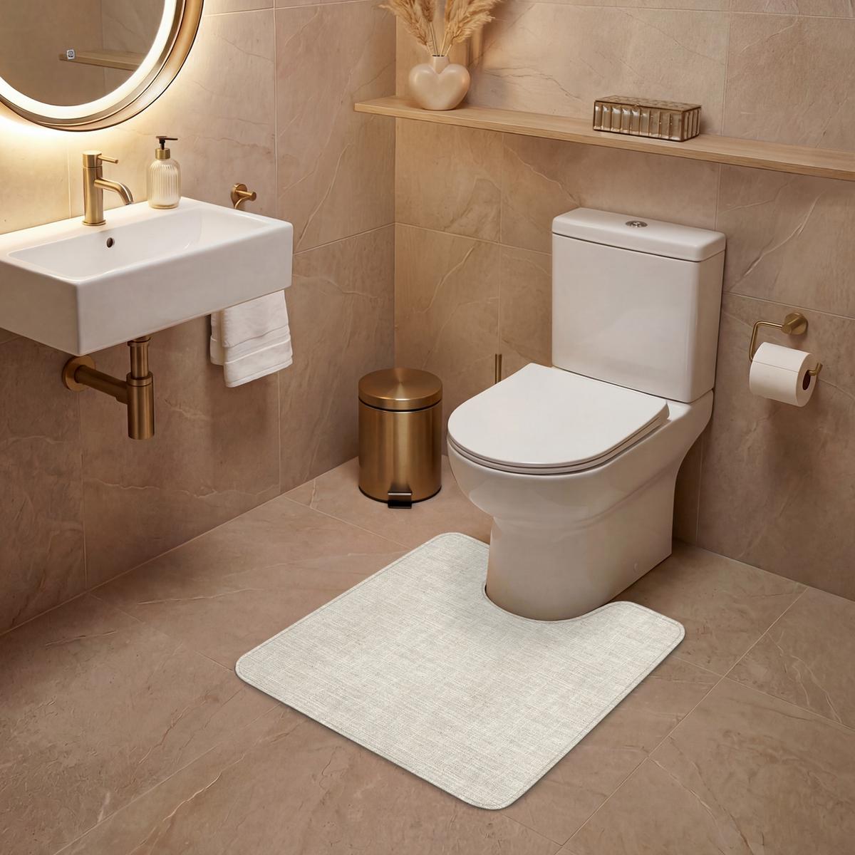 WC-VORLEGER Leinen - Textur - Beige Toilettenvorleger 55x60 cm - Beige, Textil (55/1cm) - OnlyWow