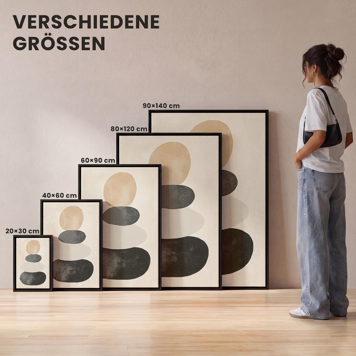 LEINWAND Bilder mit Rahmen - Japandi - Wabi sabi - Beige - 20x30 - Taupe, Textil (20/30cm) - MuchoWow
