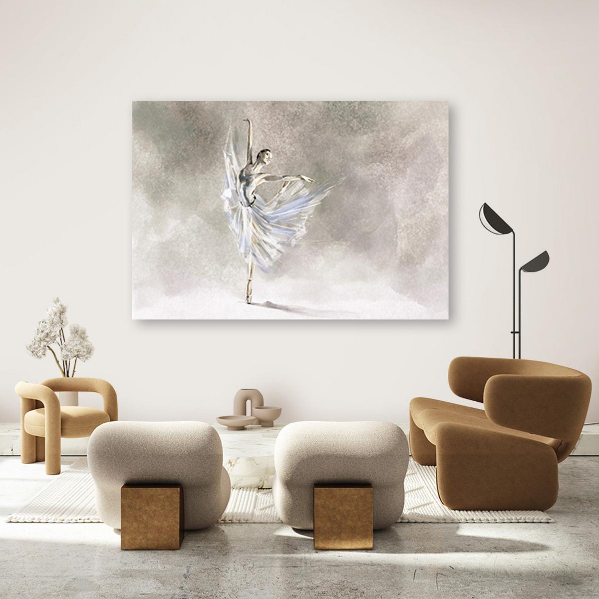 LEINWANDBILD Ballerina Pirouet 90x60cm - Beige, Textil (90/60cm) - Feeby
