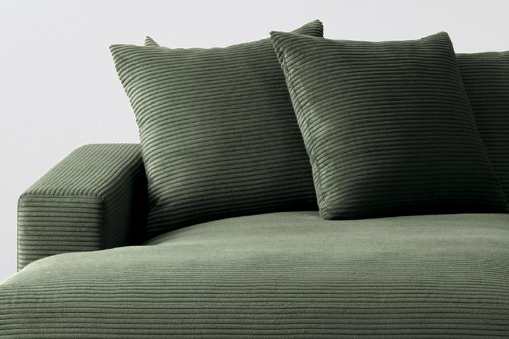 Wohnlandschaft Dunkelgrün Cordbezug inkl. Kissen Nosagunterfederung