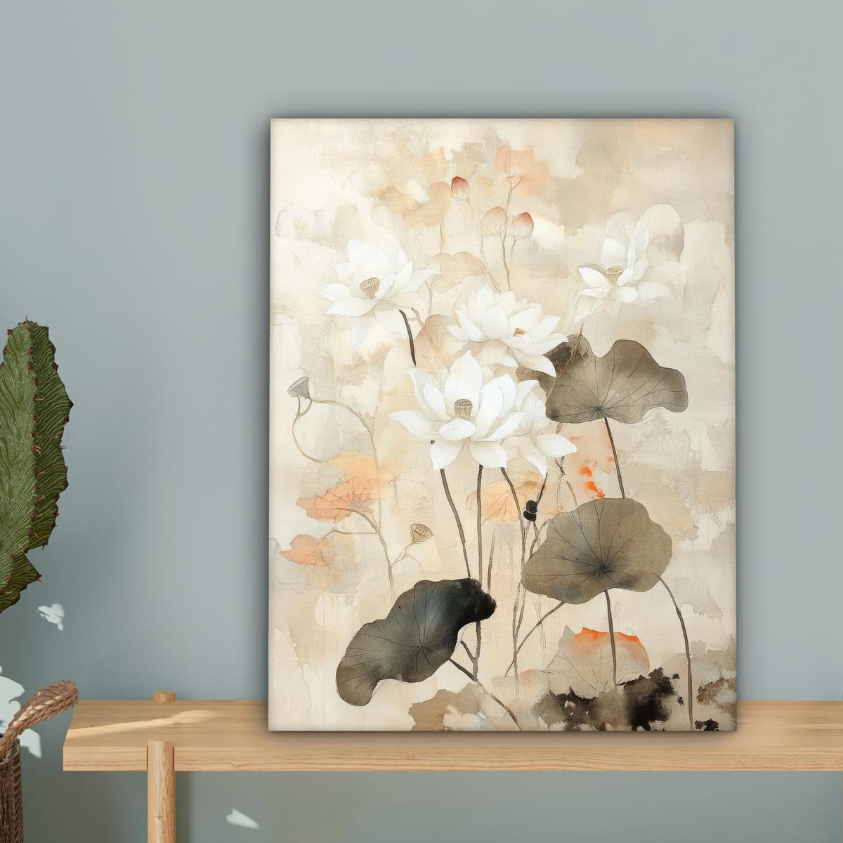 LEINWANDBILD Blumen - Japandi - Wabi sabi Room Decor 30x40 cm - Sandfarben, Textil (30/40cm) - MuchoWow