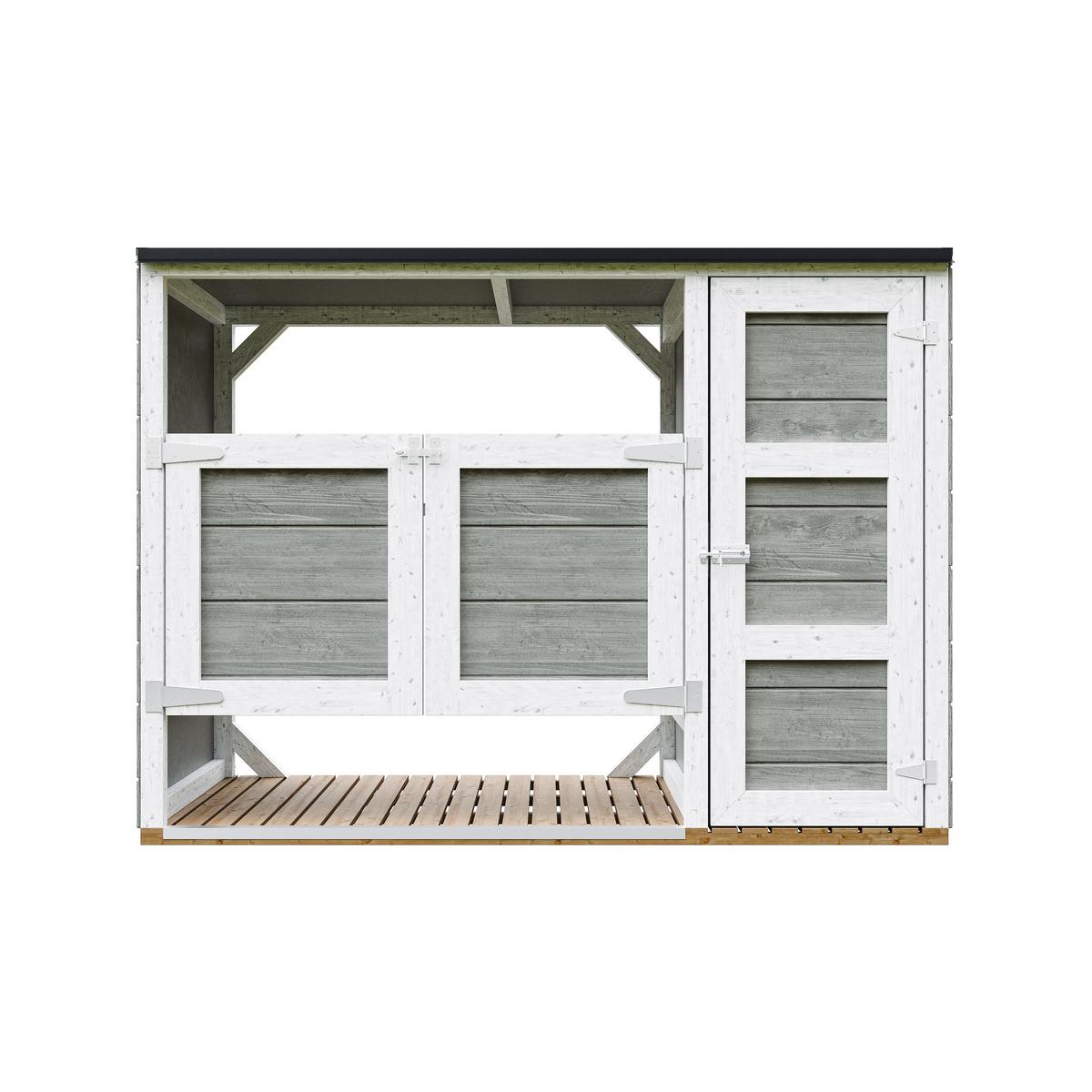 MÜLLTONNENBOX 2er 240L, M981A-TUNDRA GREY, aus wetterfestem LP Smartside Holz - Grau, Holz (217/159/75cm) - Timbela