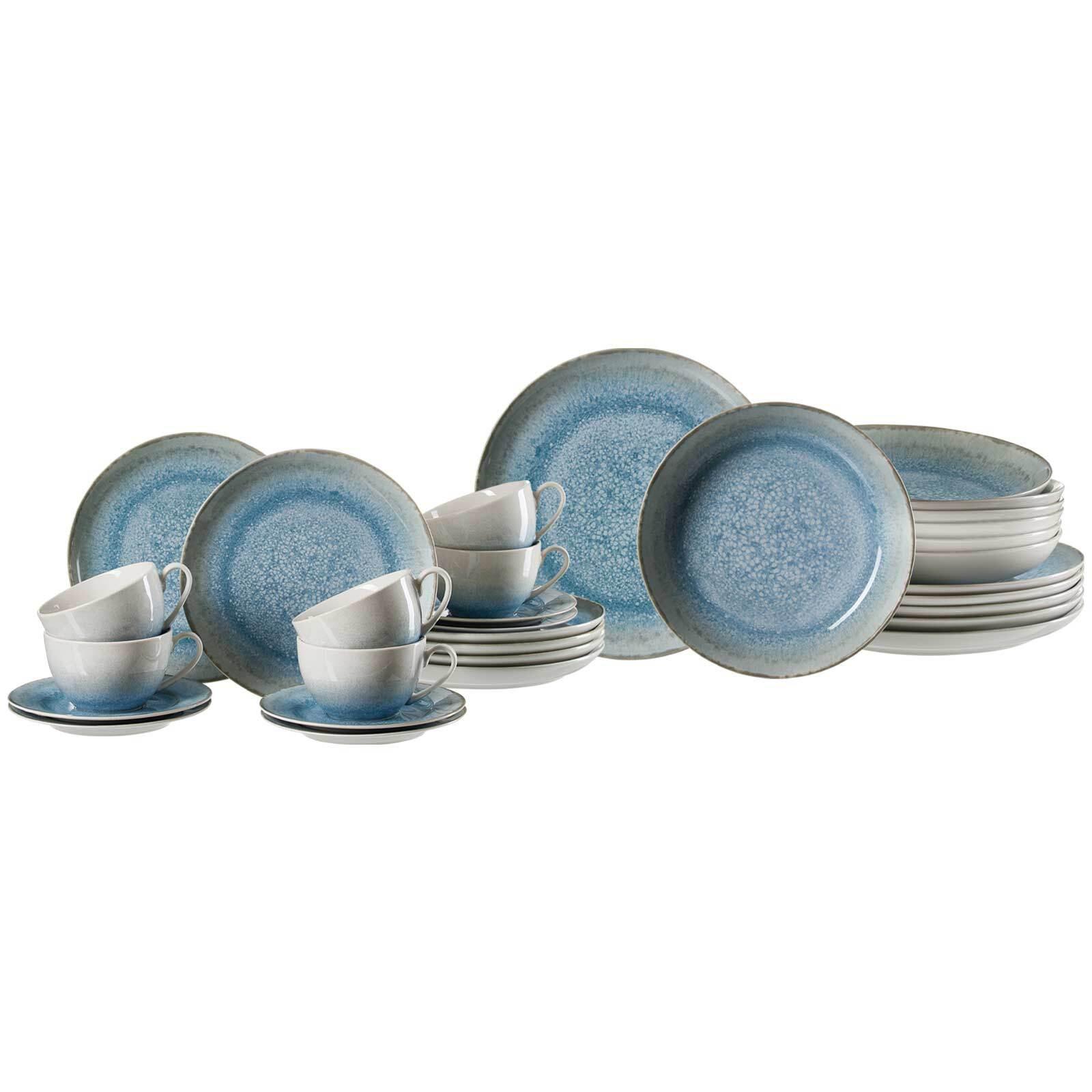 KOMBISERVICE Oslo blau-grau 30-tlg. - Blau/Grau, Keramik (2/2/2cm) - Ritzenhoff Breker