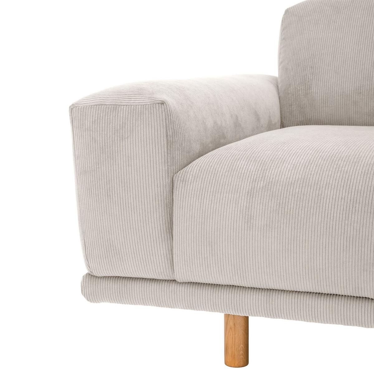 ECKSOFA mit Longchair rechts Kattryna Cordstoff beige - Beige, Kunststoff (133/283cm) - 58aufmkessel