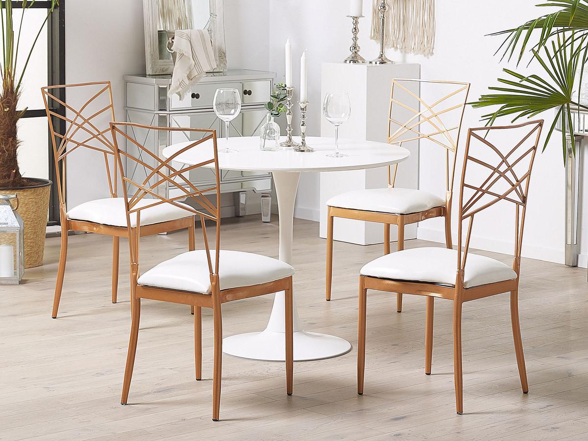 ESSZIMMERSTUHL 2er-Set Metall Roségold Girard - Roségold, Textil/Metall (41/91/42cm) - Beliani