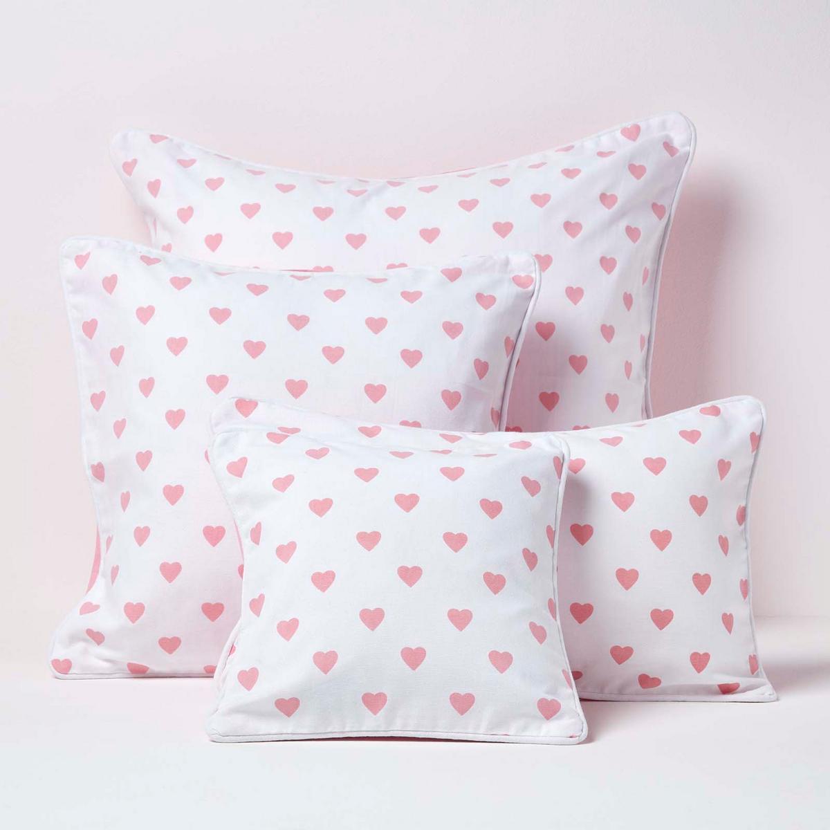KISSENHÜLLE Herzen 60/60 cm, 100% Baumwolle - Rosa, Textil (60/60cm) - Homescapes