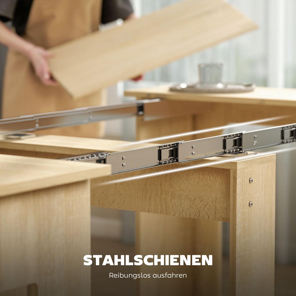 ESSTISCH Ausziehbar Küchentisch Esszimmertisch für bis 6 Personen 60-180x85 cm - Naturfarben/Weiß, Holzwerkstoff (180/85/75cm) - HOMCOM