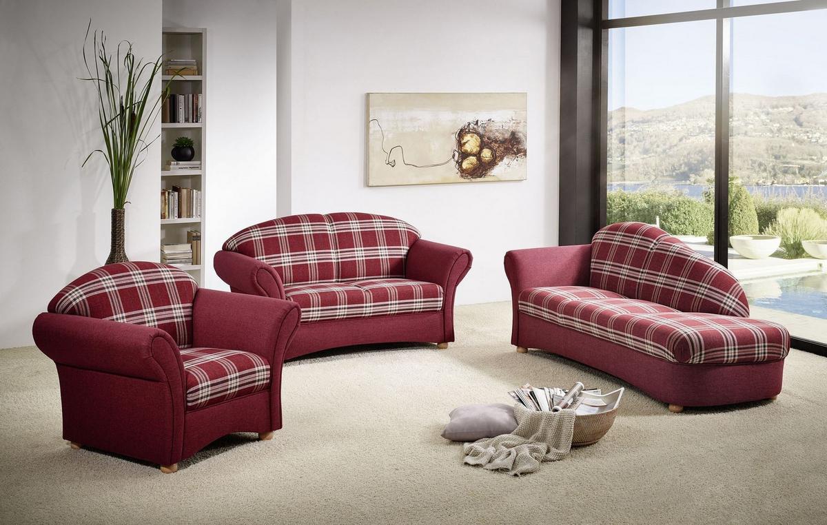 SOFA 2-Sitzer Kama Bezug Flachgewebe Buche natur / rot - Rot, Kunststoff (151/85/81cm) - 58aufmkessel