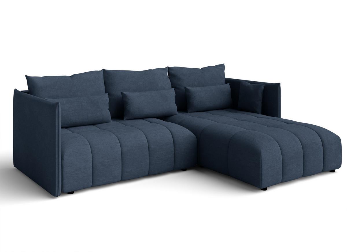 ECKSOFA L Form Cosmova Blau 248/180/83 cm mit Schlaffunktion - Blau/Schwarz, Kunststoff/Textil (248/180cm) - AX Living
