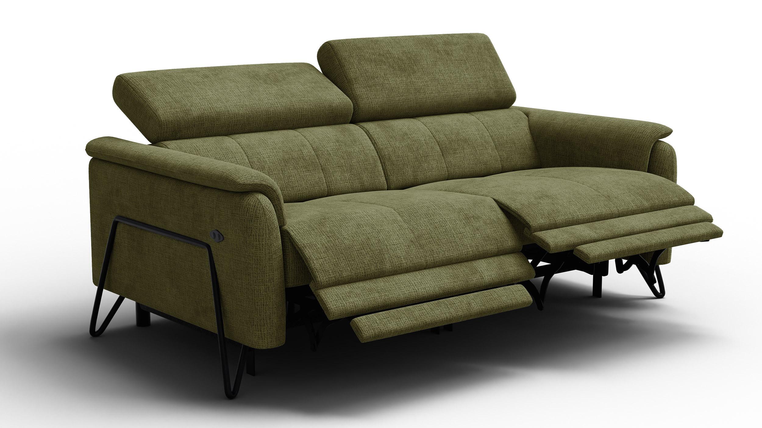 RELAXSOFA RODEN 3-Sitzer, olive - Olivgrün, Holz/Textil (194/82/103cm) - Wozimo