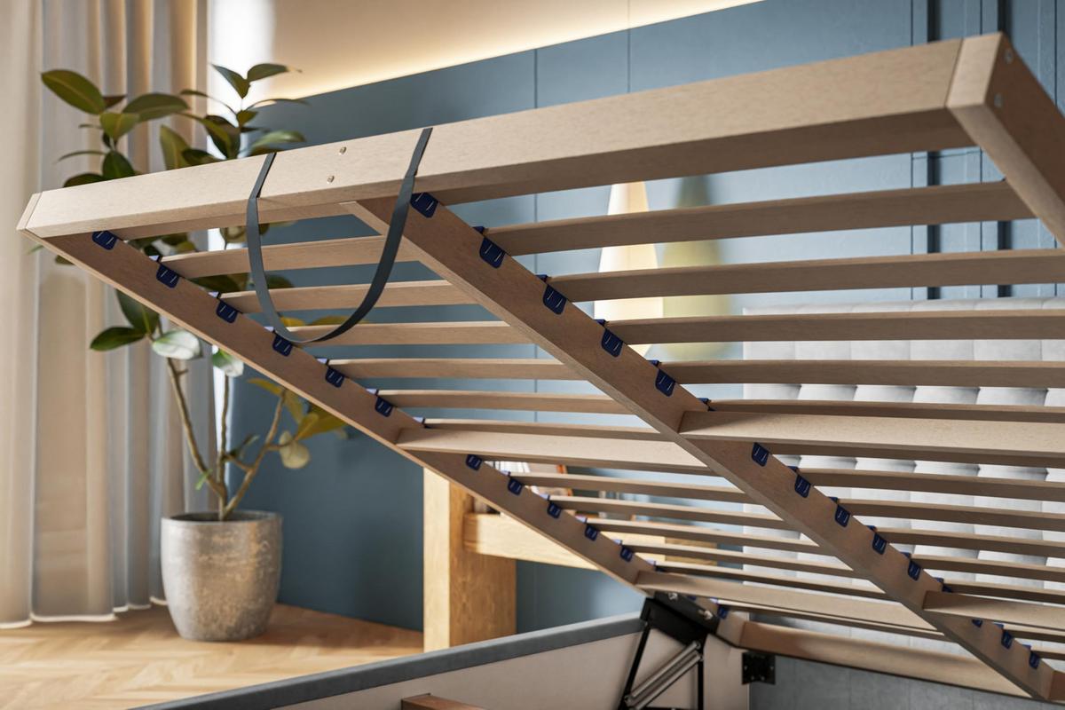 BETT 90x200 - Polsterbett mit Bettkasten und Holzrahmen - Modern Betten - Glatter Kronos-Stoff- Kollektion Rio, Grün - Grün, Holz/Textil (90/200cm) - Alpi-Möbel