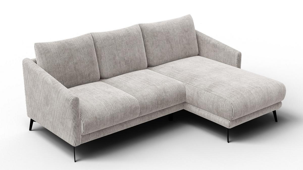 ECKSOFA VILT 3-Sitzer, perlweiß - Schwarz/Weiß, Holzwerkstoff/Textil (221/156cm) - Wozimo