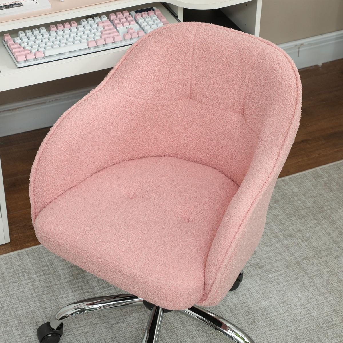 BÜROSTUHL Polyester Kunstleder Rosa - Rosa, Kunststoff (61/86/56cm) - HOMCOM