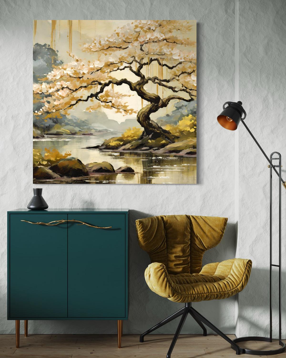 WANDBILD japan landschaft natur - Beige, Textil (40/40cm) - Feeby