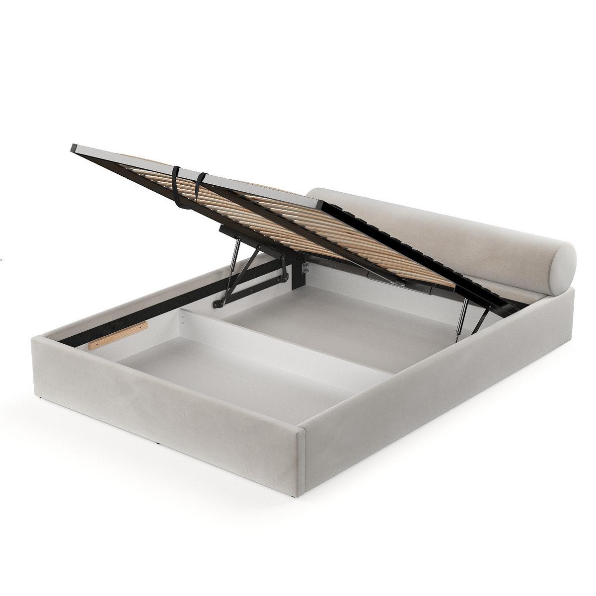 POLSTERBETT Solvo mit Stauraum 140/200 cm Hellbeige im Paros Stoff - Beige/Schwarz, Holz/Holzwerkstoff (140/200cm) - AltaBeds