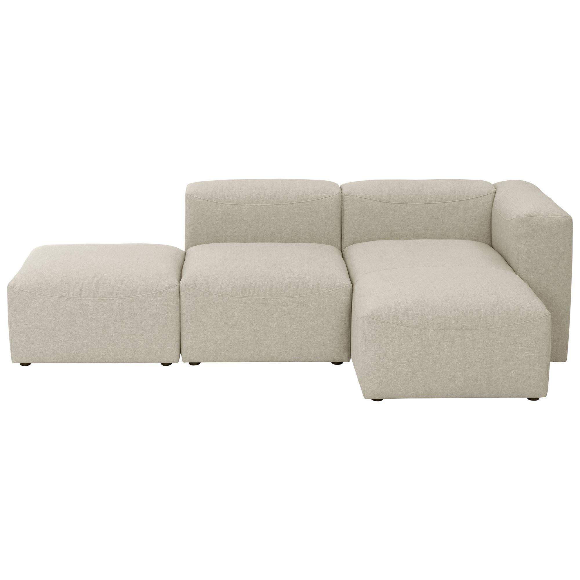 ECKSOFA mit Hocker links Kattrina Flachgewebe creme - Creme, Kunststoff (160/250cm) - 58aufmkessel