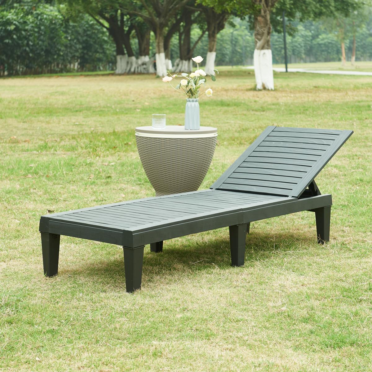 SONNENLIEGE Ateleta - Schwarz, Kunststoff (58/73.5/172cm) - casa.pro