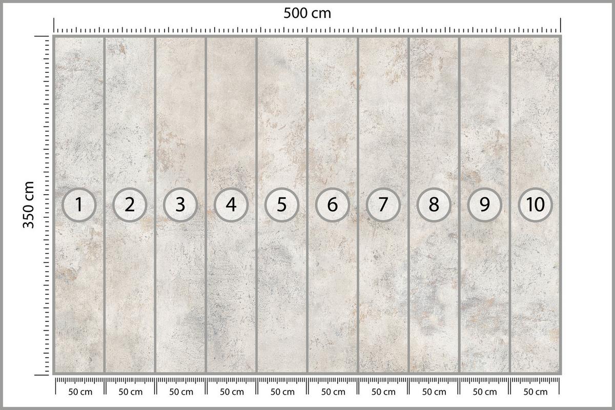 FOTOTAPETE für Wohnzimmer Grau Betonmuster Minimalismus 500x350 - Beige/Grau, Papier (500/350cm) - Muralo