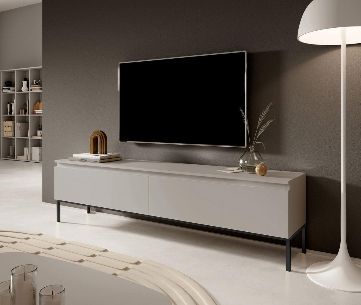 TV-SCHRANK Bemmi Beige mit schwarzen Beinen 175 cm - Beige/Schwarz, Holzwerkstoff/Metall (175/44.5/32cm) - Selsey
