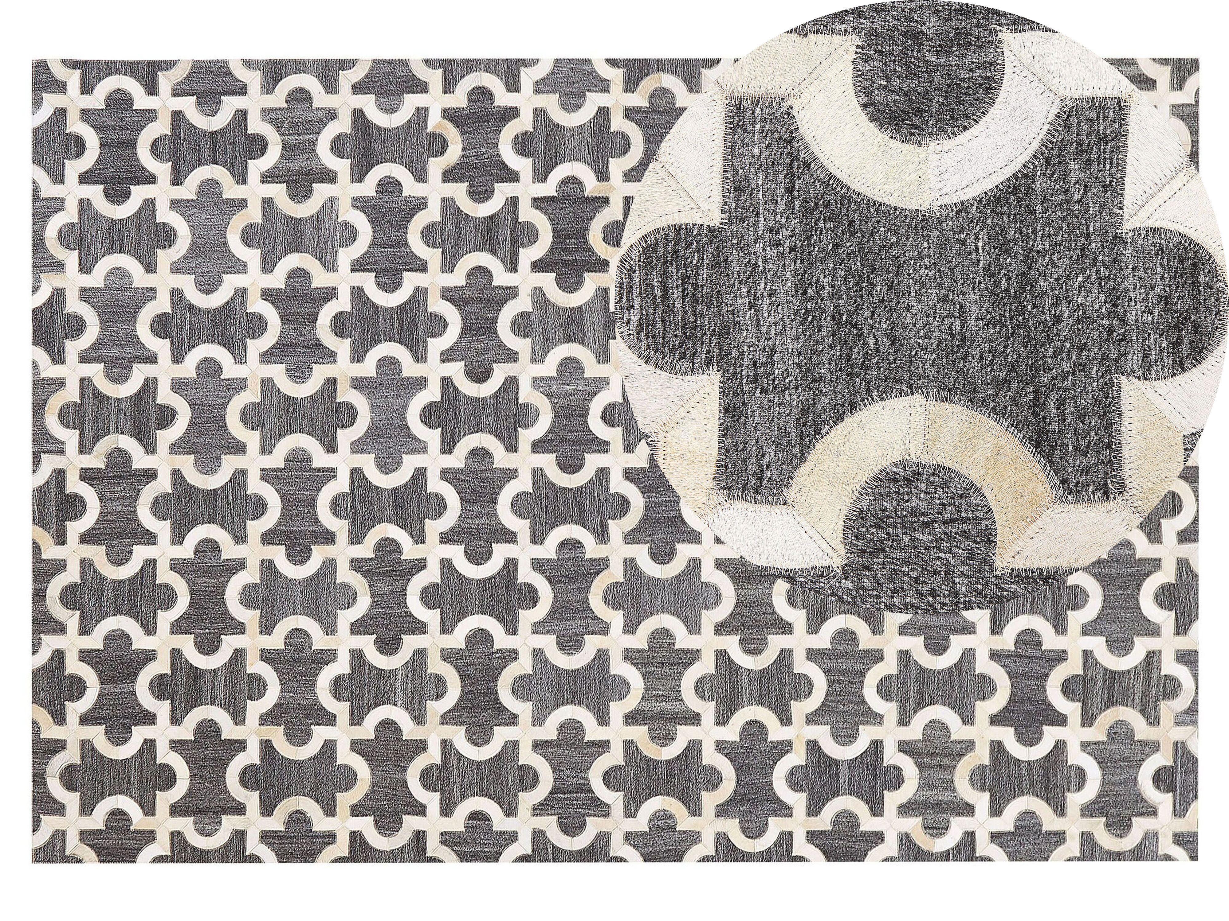 PATCHWORK-TEPPICH Yedisu 200/140 cm - Grau, Fell (140/200cm) - Beliani