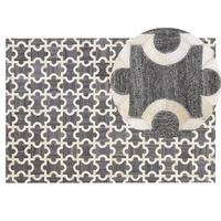 PATCHWORK-TEPPICH Yedisu 200/140 cm - Grau, Fell (140/200cm) - Beliani