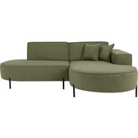 ECKSOFA Hana Loft 3-Sitzer Ecke Rechts, Boucle, Grün 241/80/168 cm - Schwarz/Grün, Textil/Metall (241/168cm) - WFL GROUP