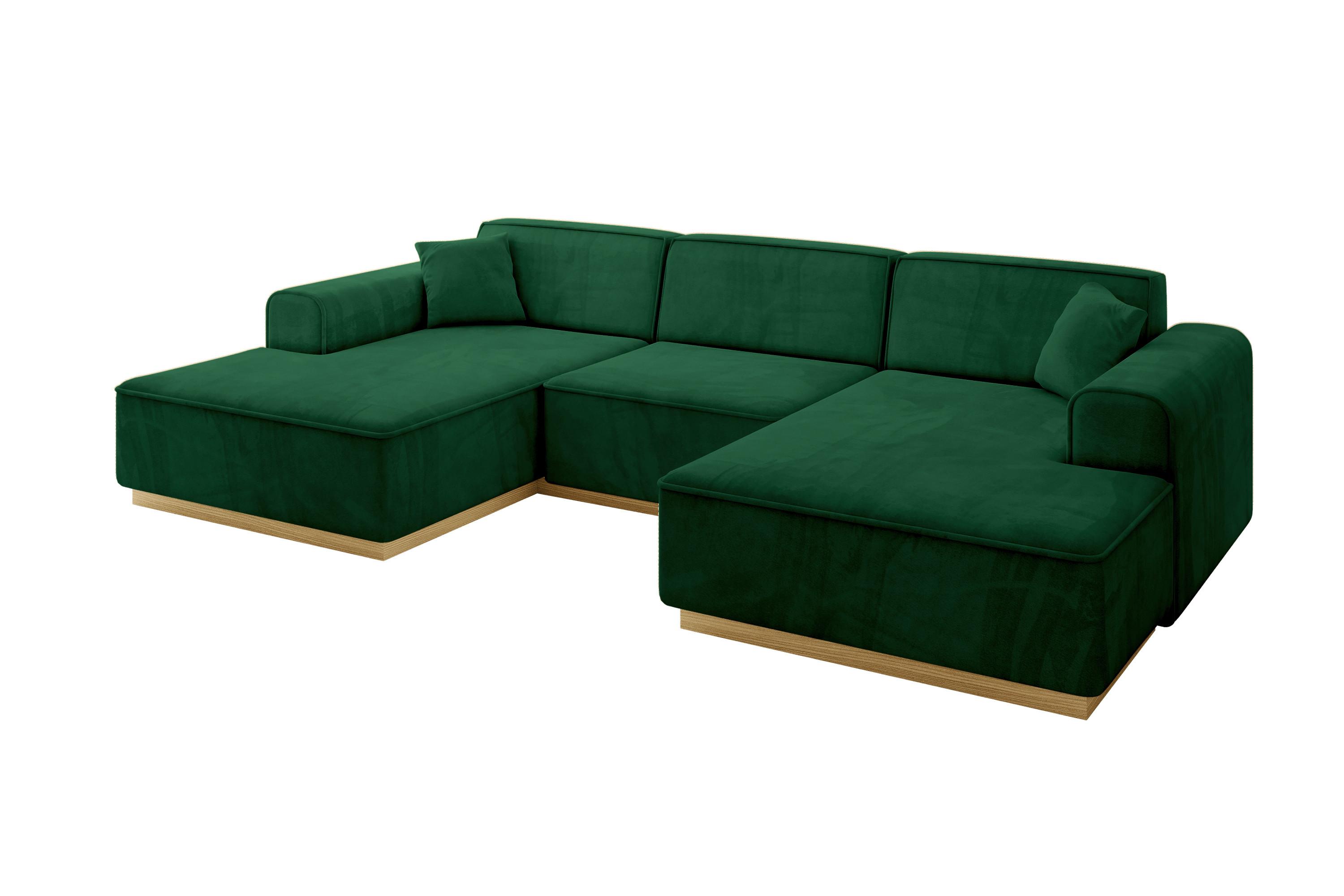 WOHNLANDSCHAFT IREA-U1-v2 - 303x171x83 cm Grün - Grün, Holzwerkstoff/Textil (303/83/171cm) - ALTDECOR