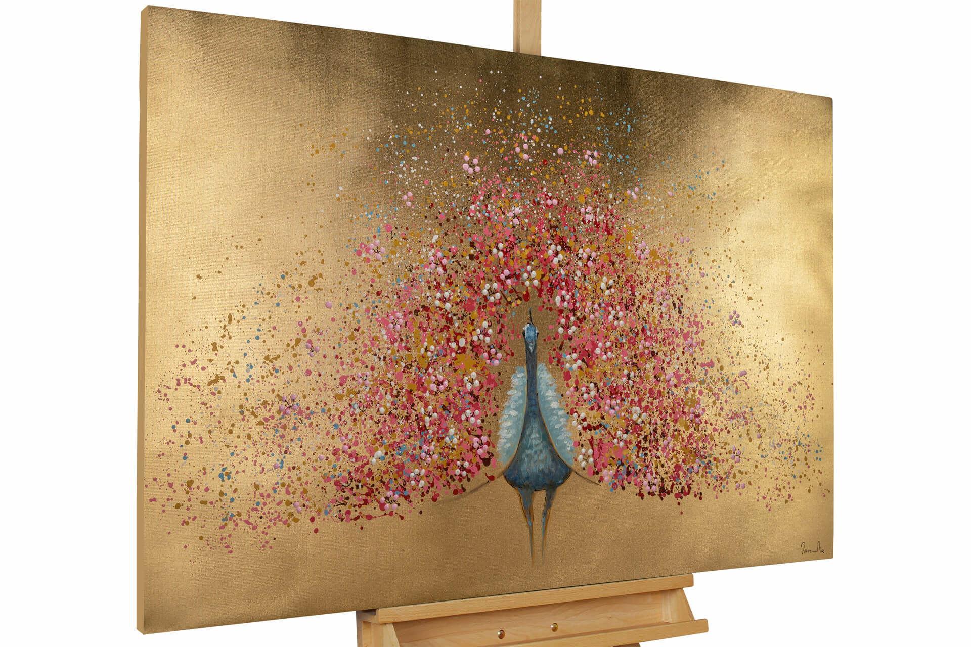 ÖLGEMÄLDE 120/80 cm - Pink/Goldfarben, Holz/Textil (120/80cm) - KUNSTLOFT